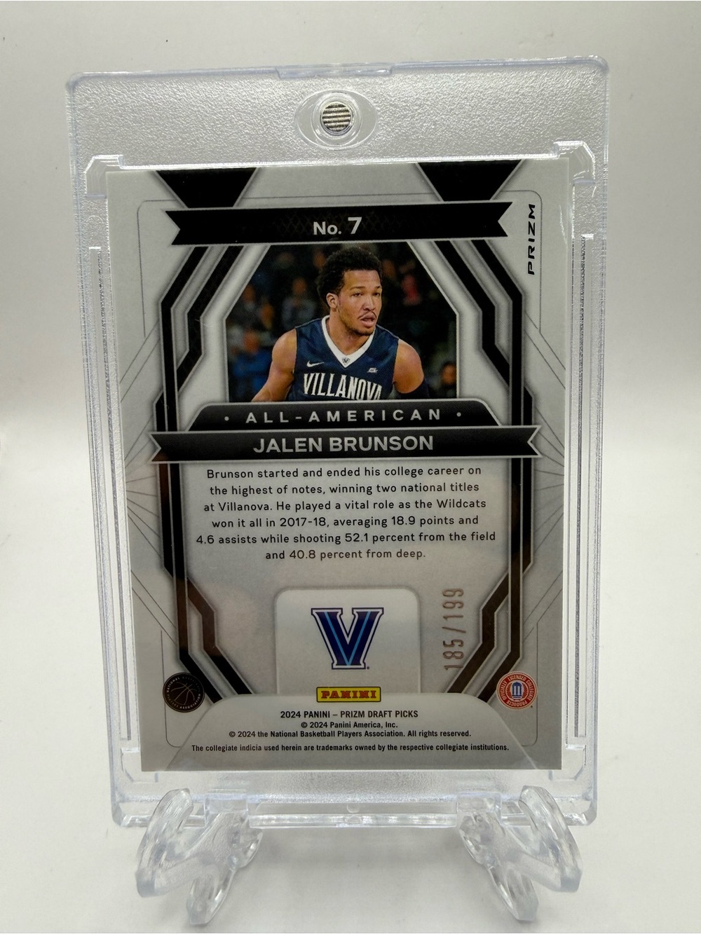 2024-25 Panini Prizm Draft Picks - All-American Jalen Brunson #7 Blue Prizm /199 - Picture 3 of 4
